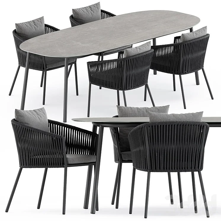 Porto Dining Chair by burkedecor and Tosca table by Tribu